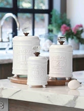 Vintage ceramic graduated size canisters